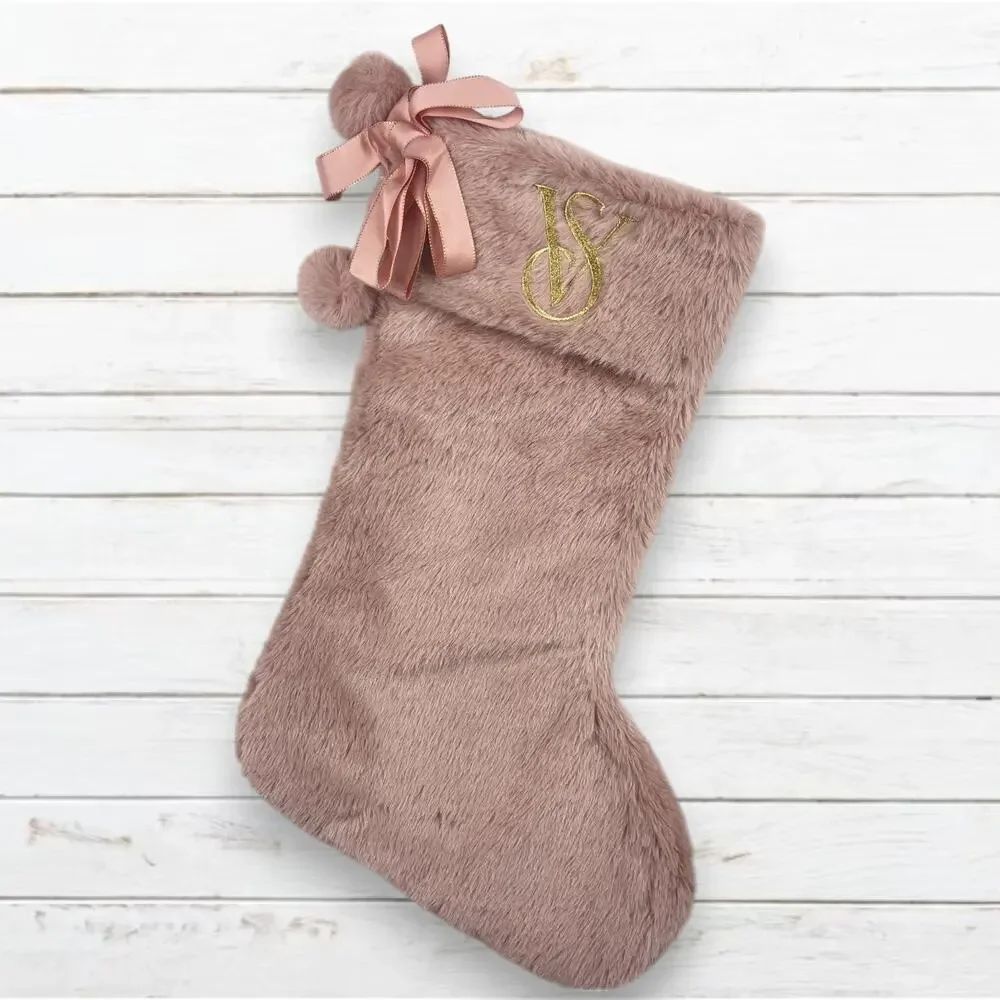 Victoria’s Secret Mauve Pink Faux Fur Christmas‎ Stocking